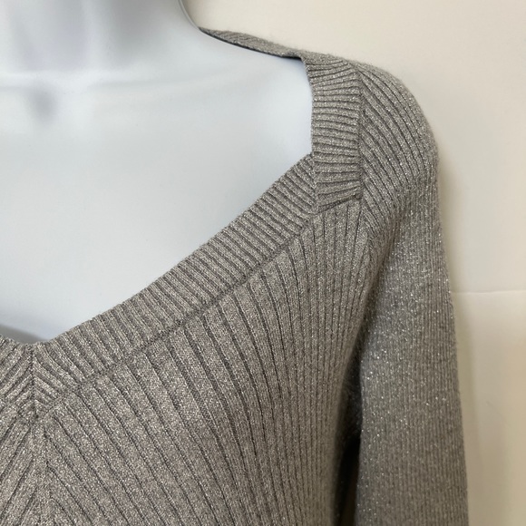 WHBM Silver Metallic Ribbed Sweater - Picture 2 of 4